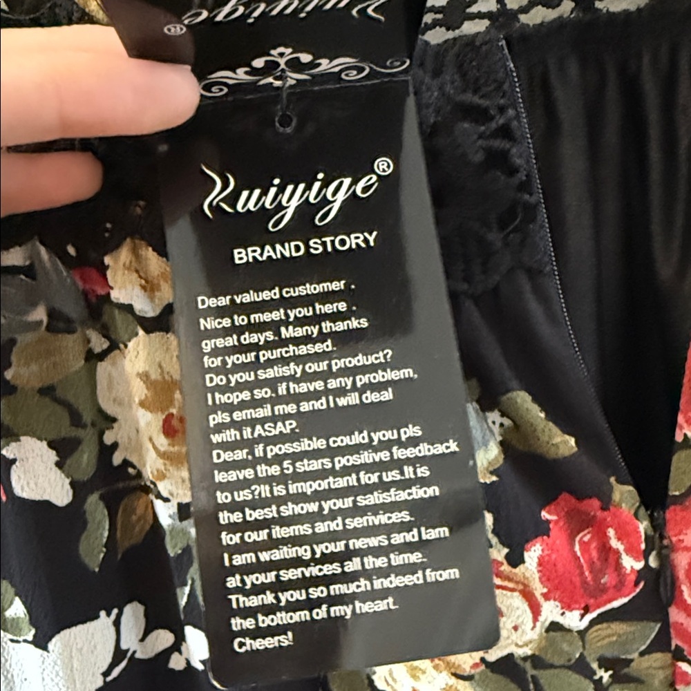 NWT Gorgeous Floral Black Maxi Dress Open Back Women Medium Lace Detail - Picture 13 of 17